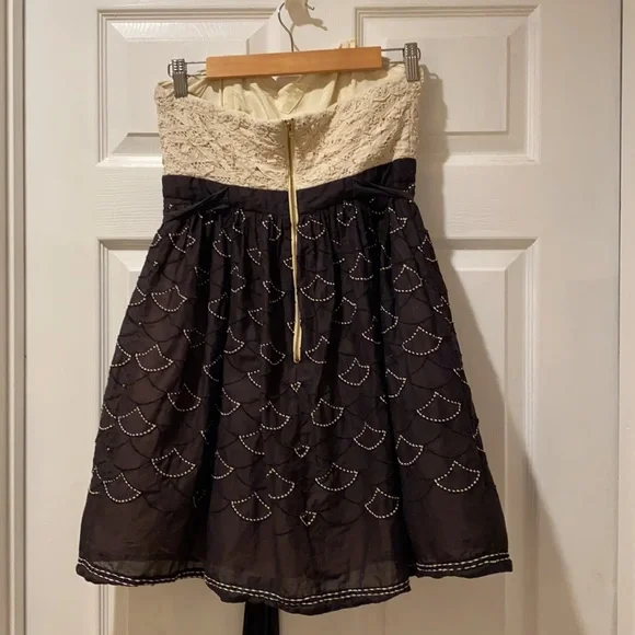 Anthropologie Meadow Rue Battenberg & Organdy mini dress in black white 6 - Picture 9 of 16